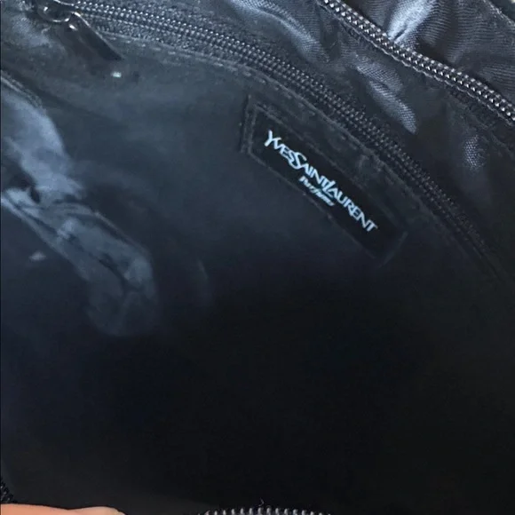 YSL Yves Saint Laurent Elegant Black Makeup Toiletry Bag Silk Rare Hard to Find - Picture 7 of 15